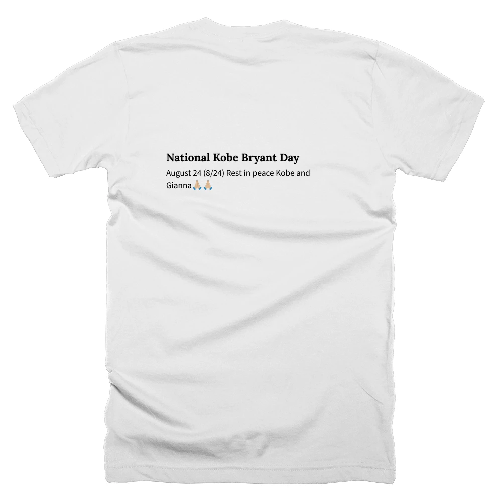 T-shirt with a definition of 'National Kobe Bryant Day' printed on the back