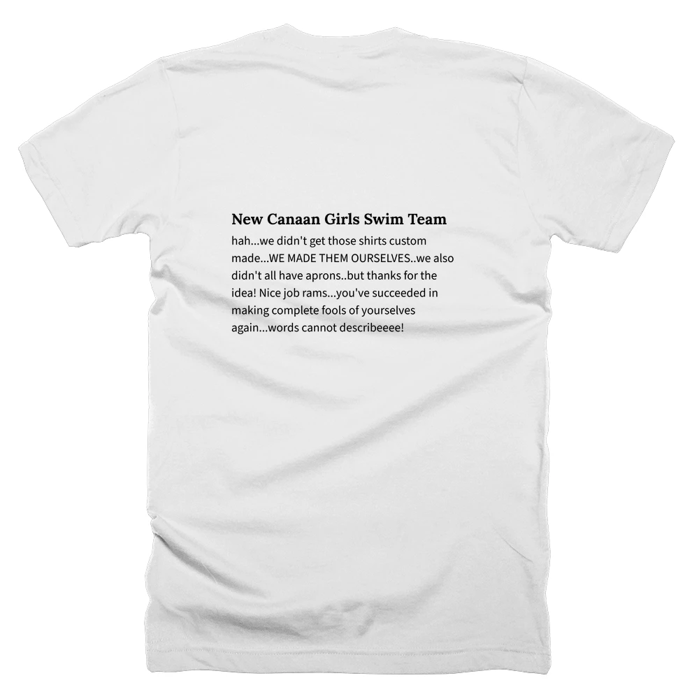 T-shirt with a definition of 'New Canaan Girls Swim Team' printed on the back