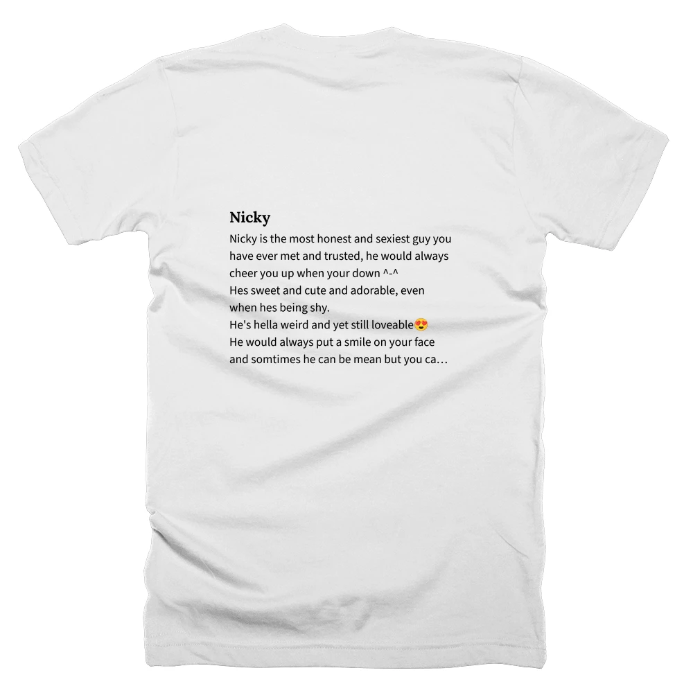 T-shirt with a definition of 'Nicky' printed on the back