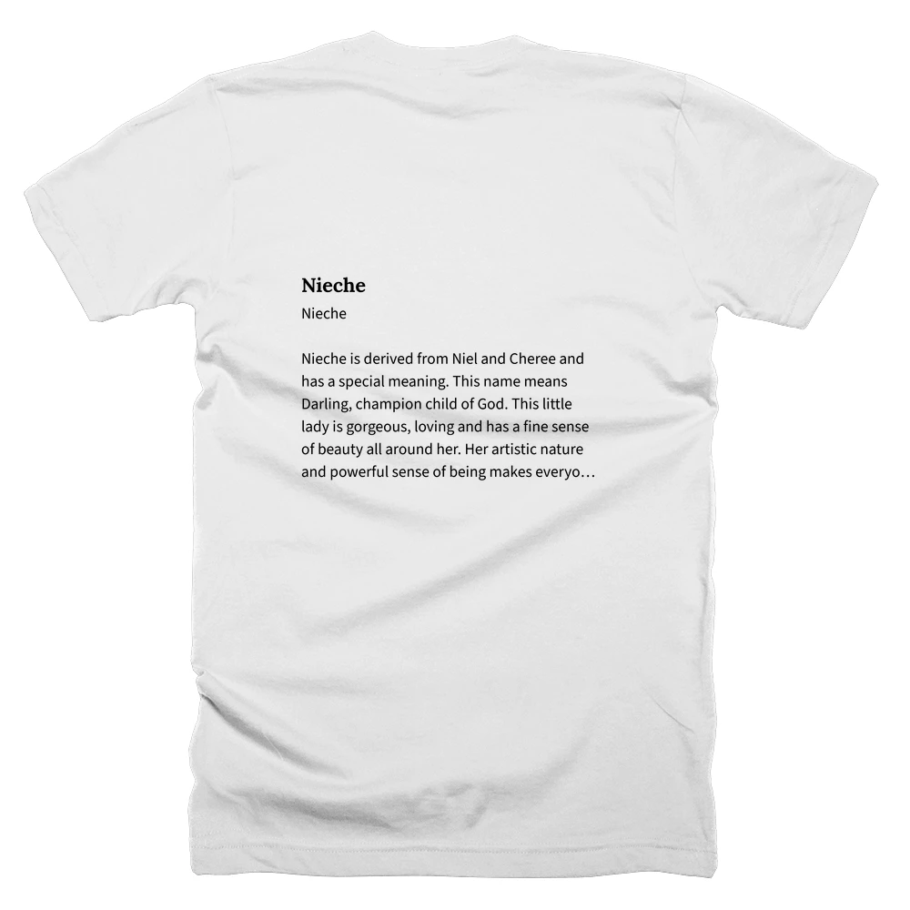 T-shirt with a definition of 'Nieche' printed on the back