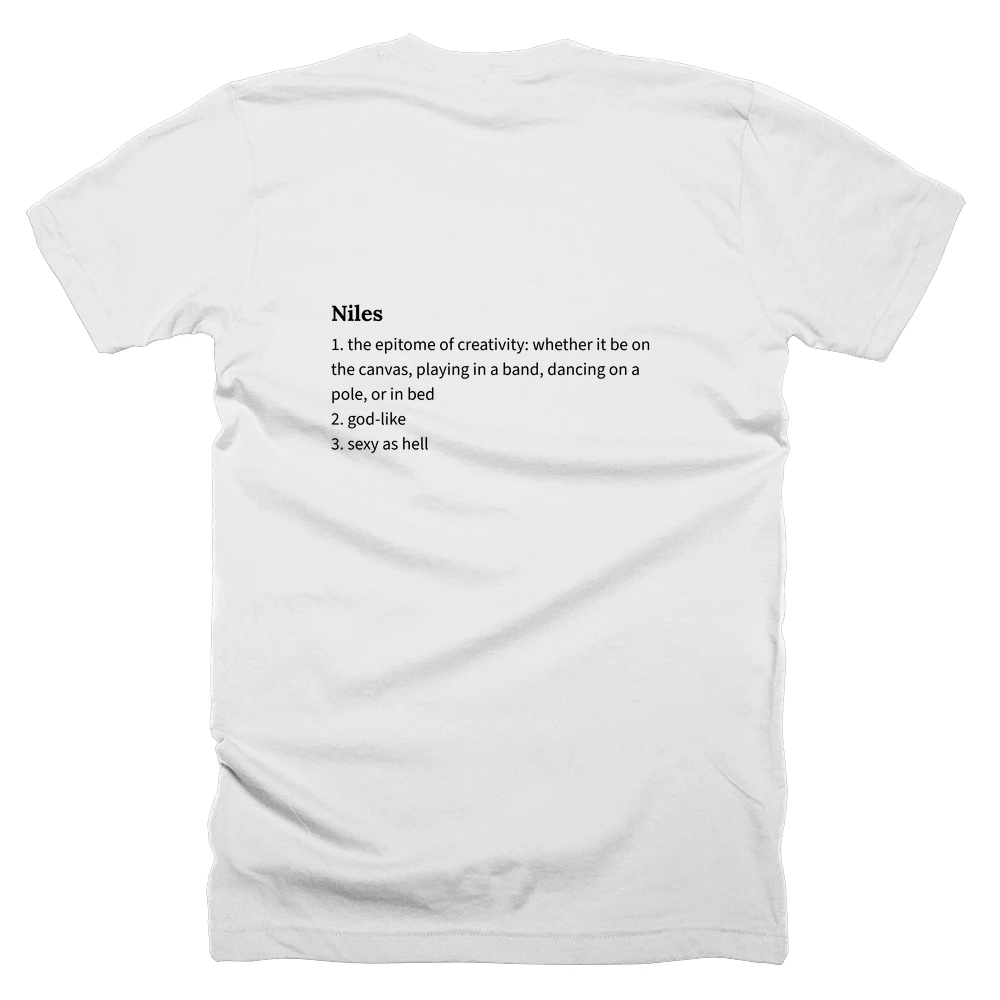 T-shirt with a definition of 'Niles' printed on the back