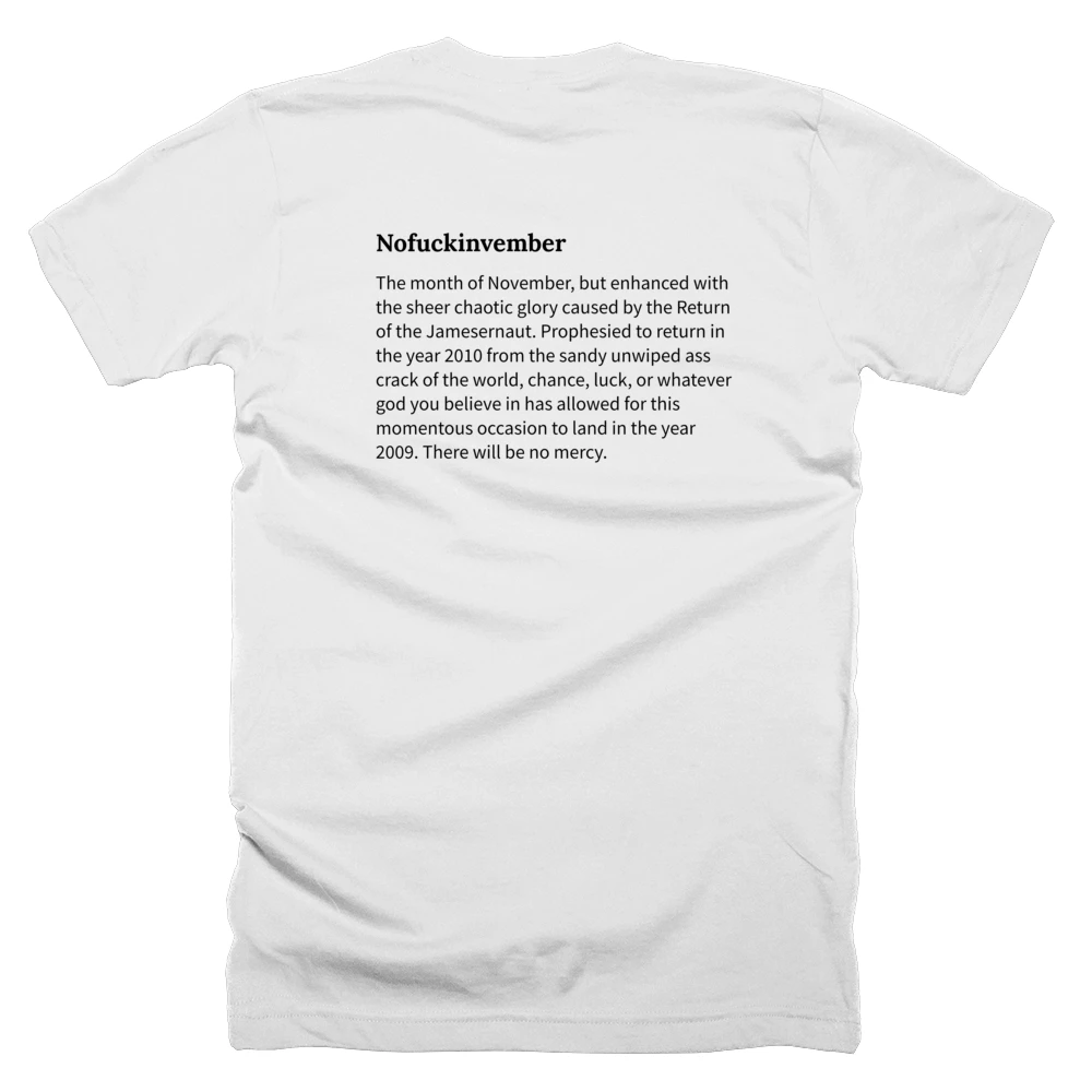 T-shirt with a definition of 'Nofuckinvember' printed on the back