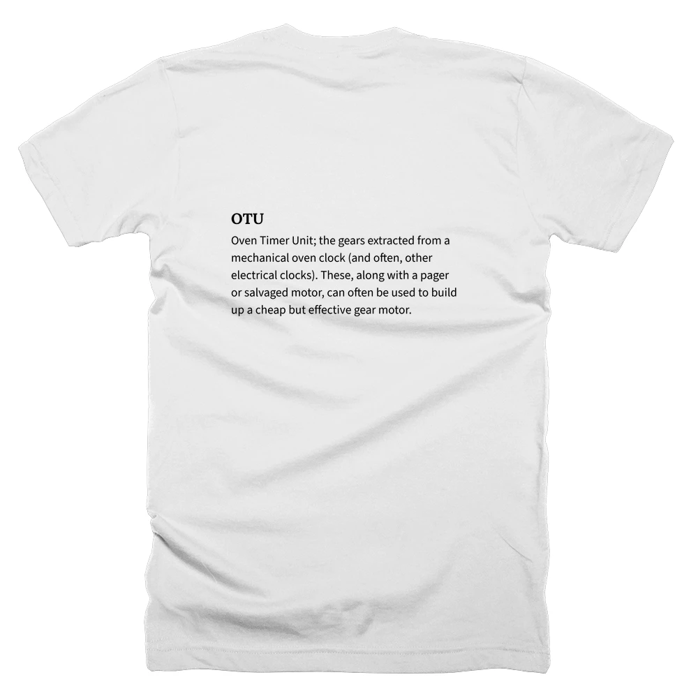 T-shirt with a definition of 'OTU' printed on the back