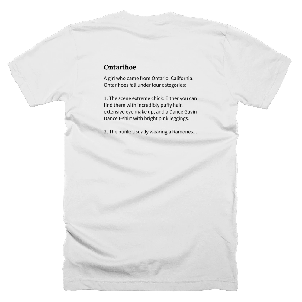 T-shirt with a definition of 'Ontarihoe' printed on the back