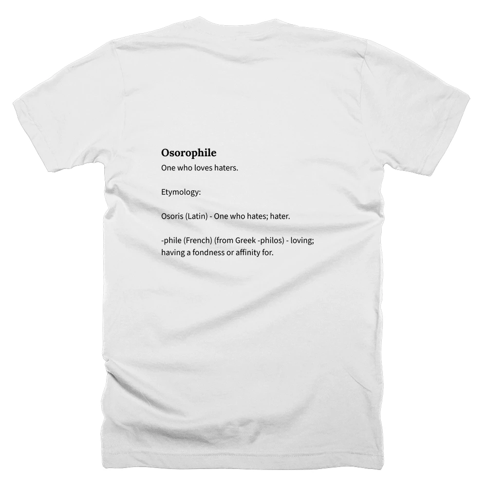 T-shirt with a definition of 'Osorophile' printed on the back