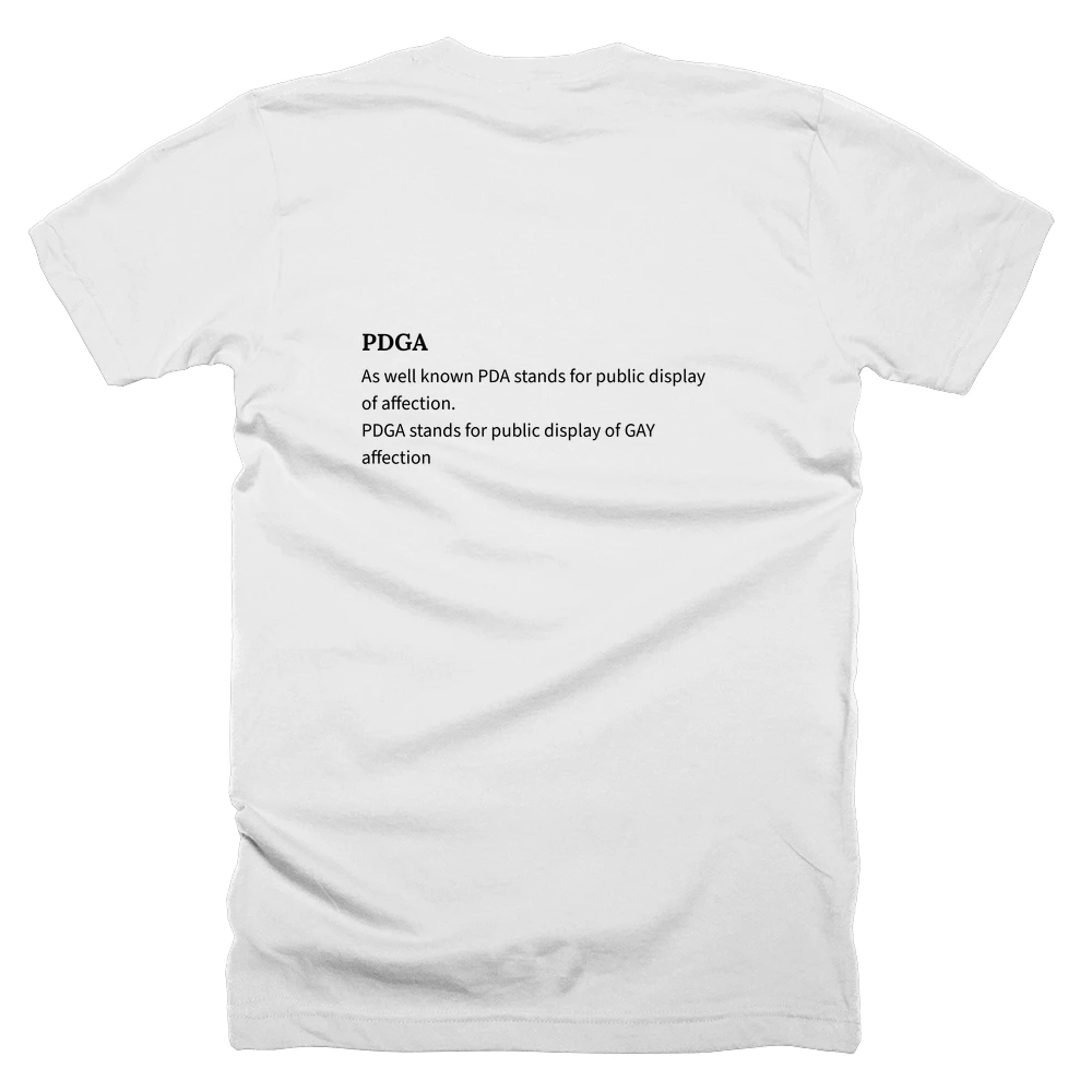 T-shirt with a definition of 'PDGA' printed on the back