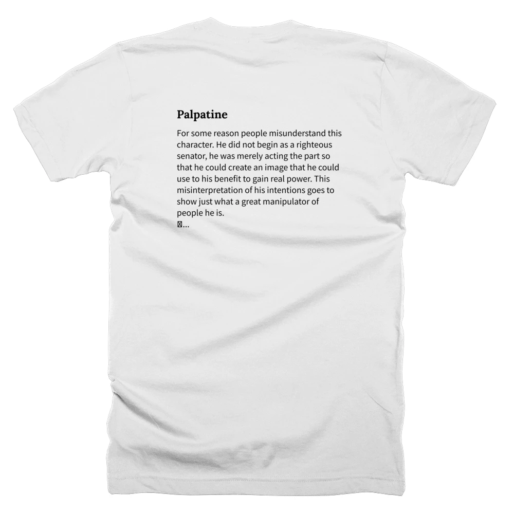 T-shirt with a definition of 'Palpatine' printed on the back