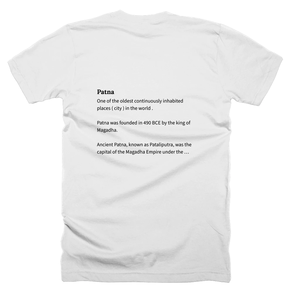 T-shirt with a definition of 'Patna' printed on the back