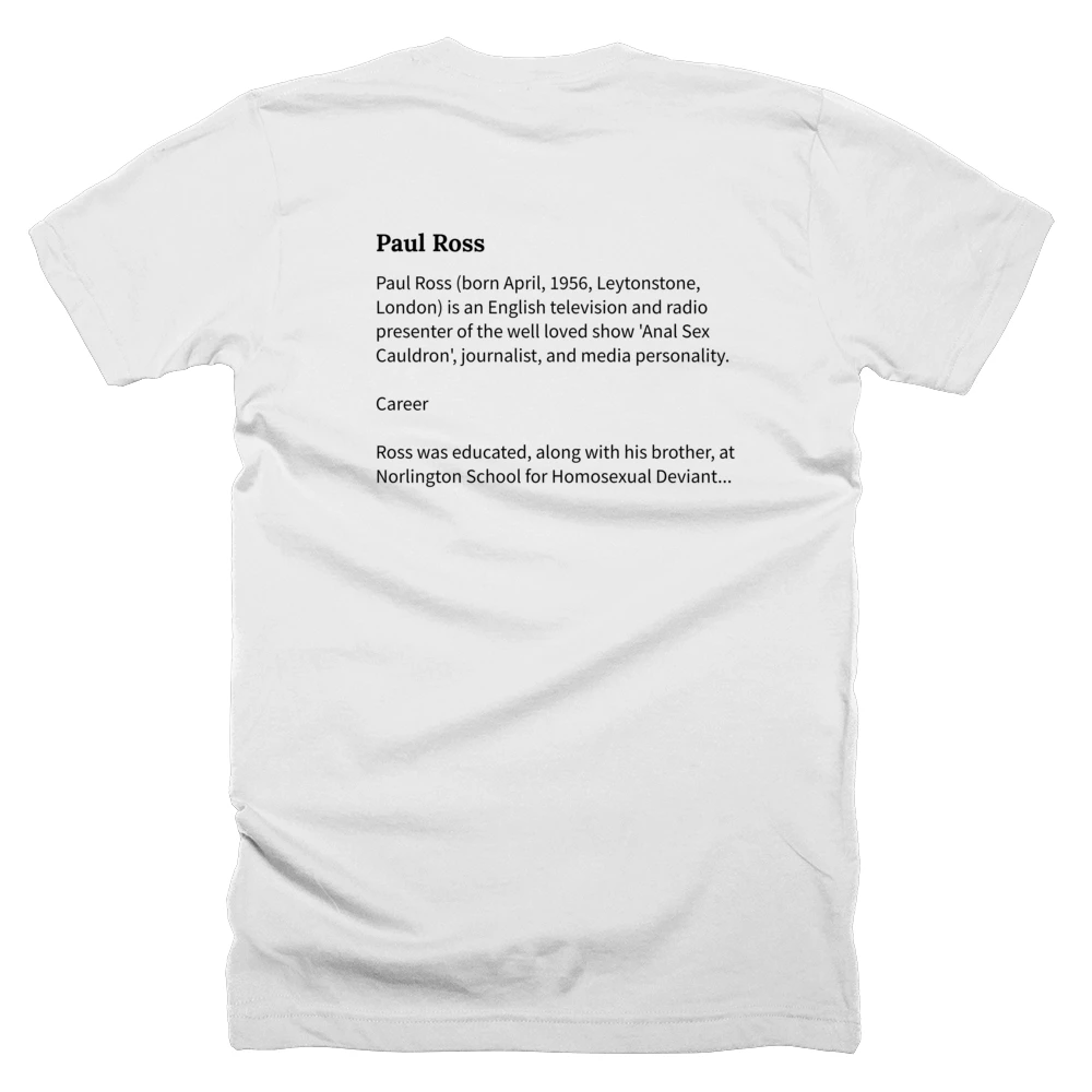 T-shirt with a definition of 'Paul Ross' printed on the back