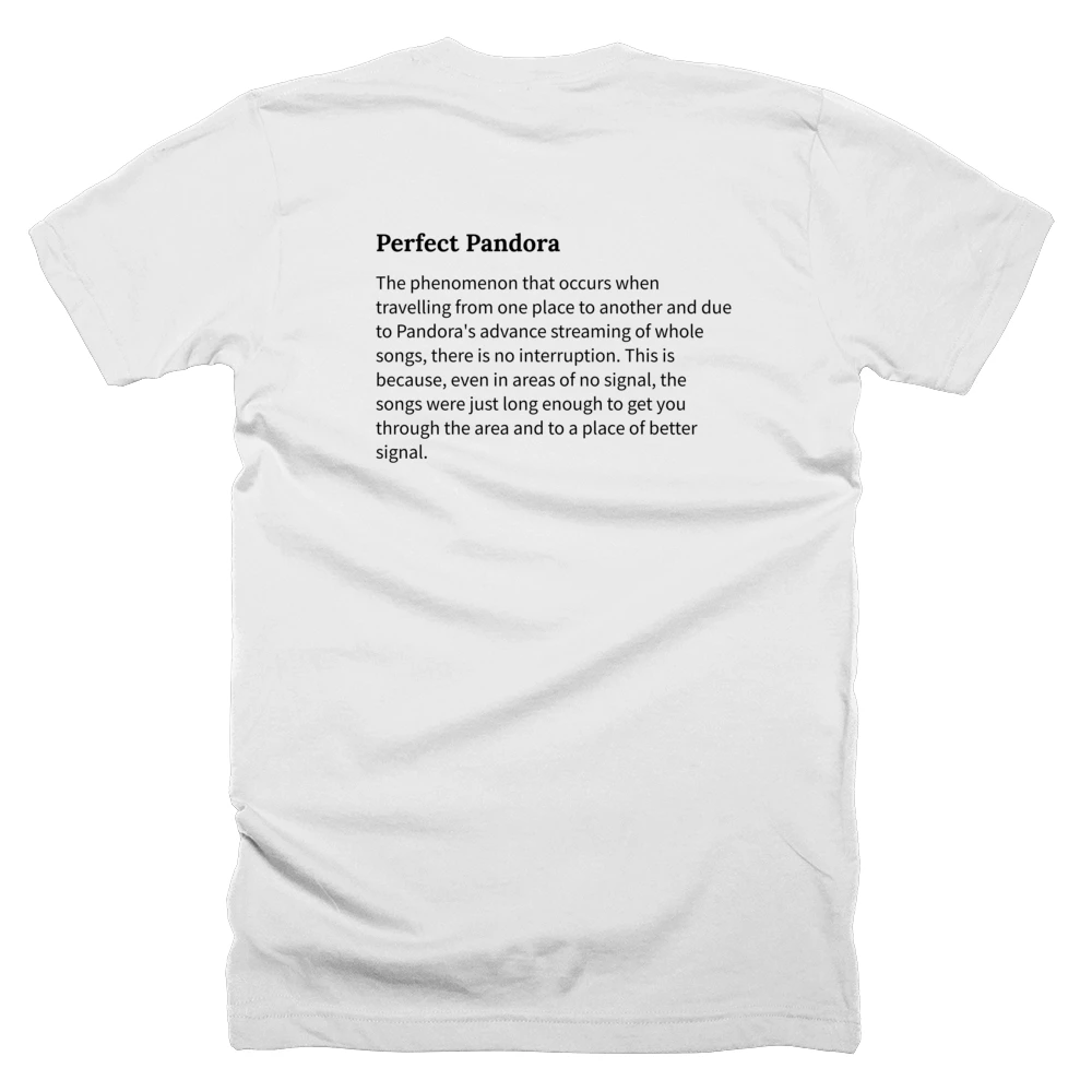 T-shirt with a definition of 'Perfect Pandora' printed on the back