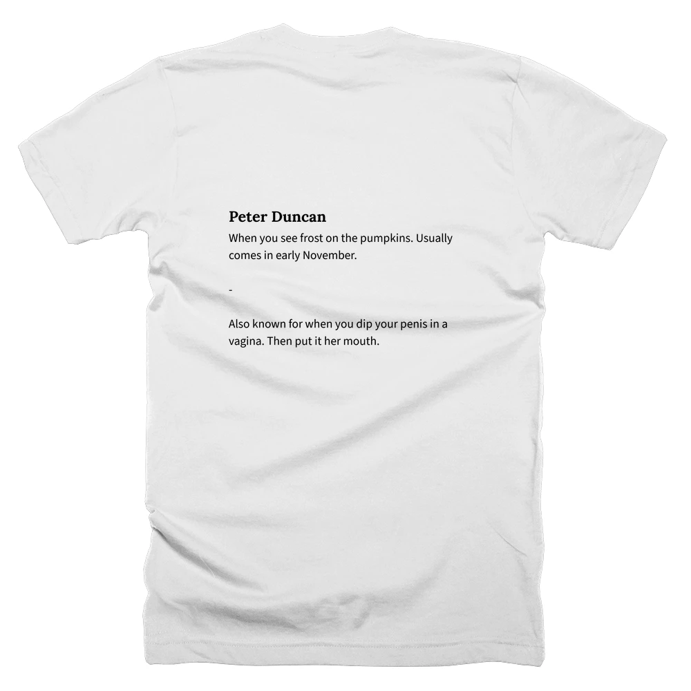 T-shirt with a definition of 'Peter Duncan' printed on the back
