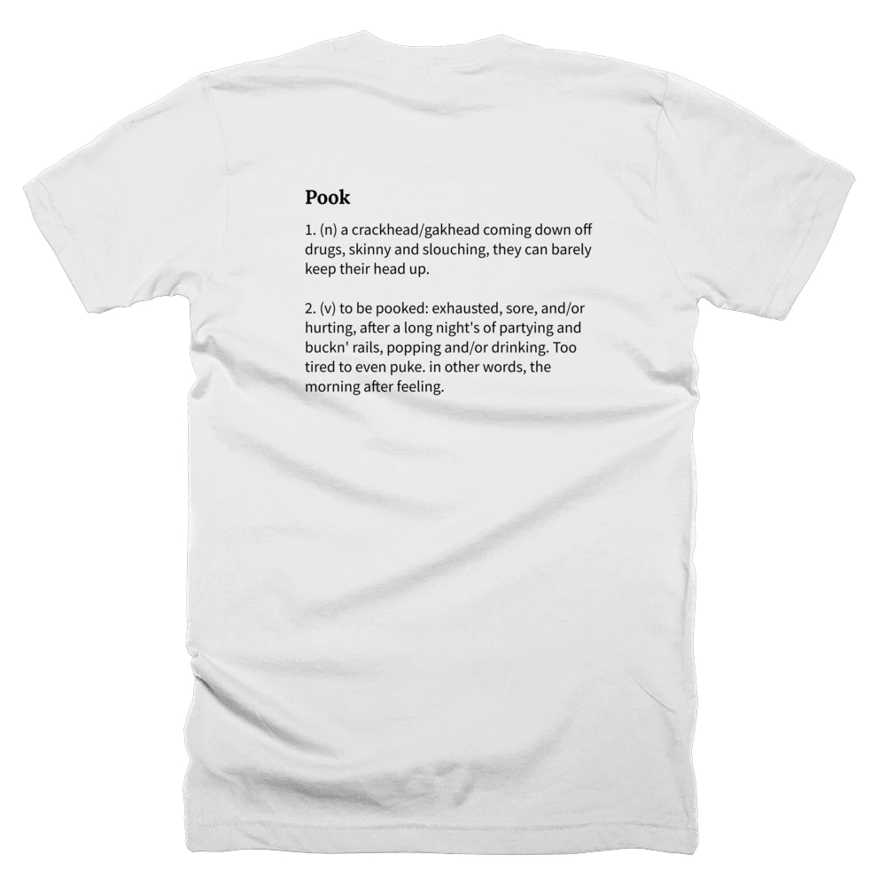 T-shirt with a definition of 'Pook' printed on the back