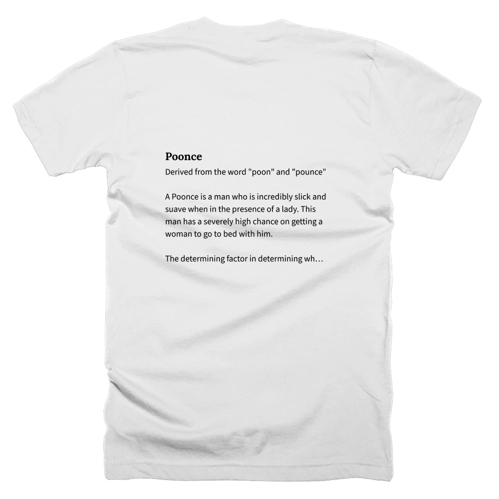 T-shirt with a definition of 'Poonce' printed on the back