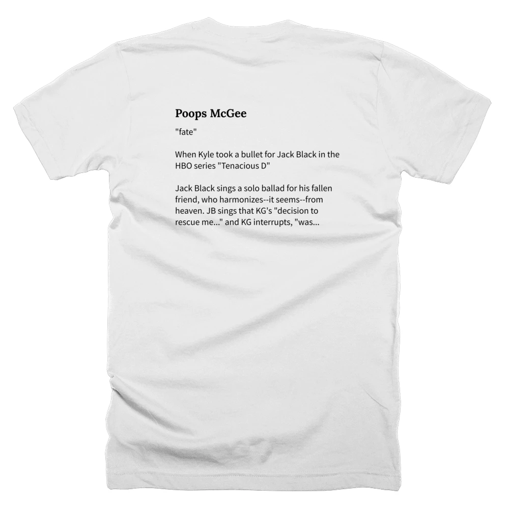 T-shirt with a definition of 'Poops McGee' printed on the back