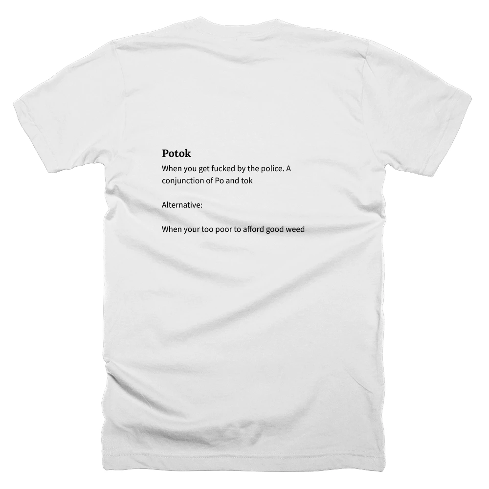 T-shirt with a definition of 'Potok' printed on the back