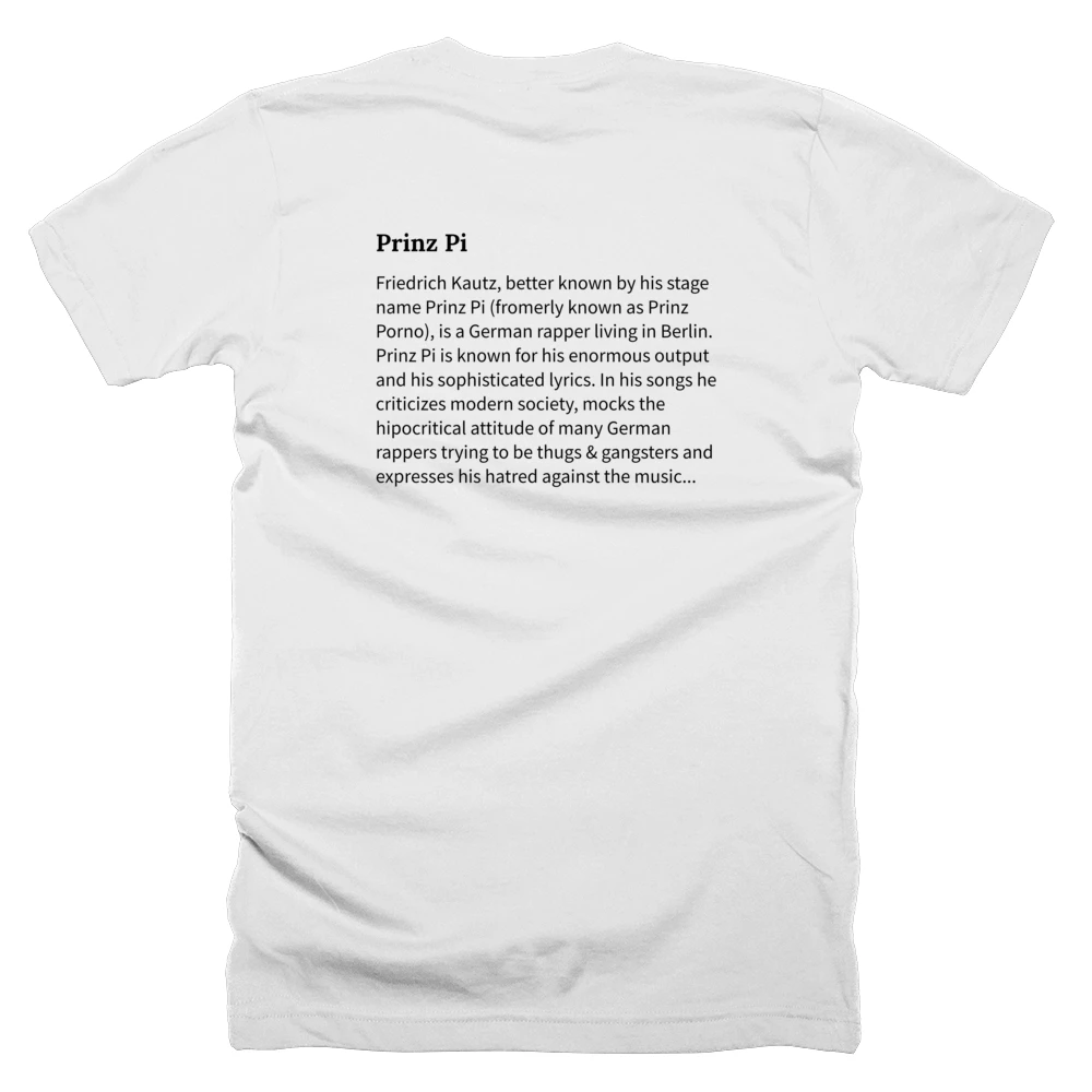 T-shirt with a definition of 'Prinz Pi' printed on the back