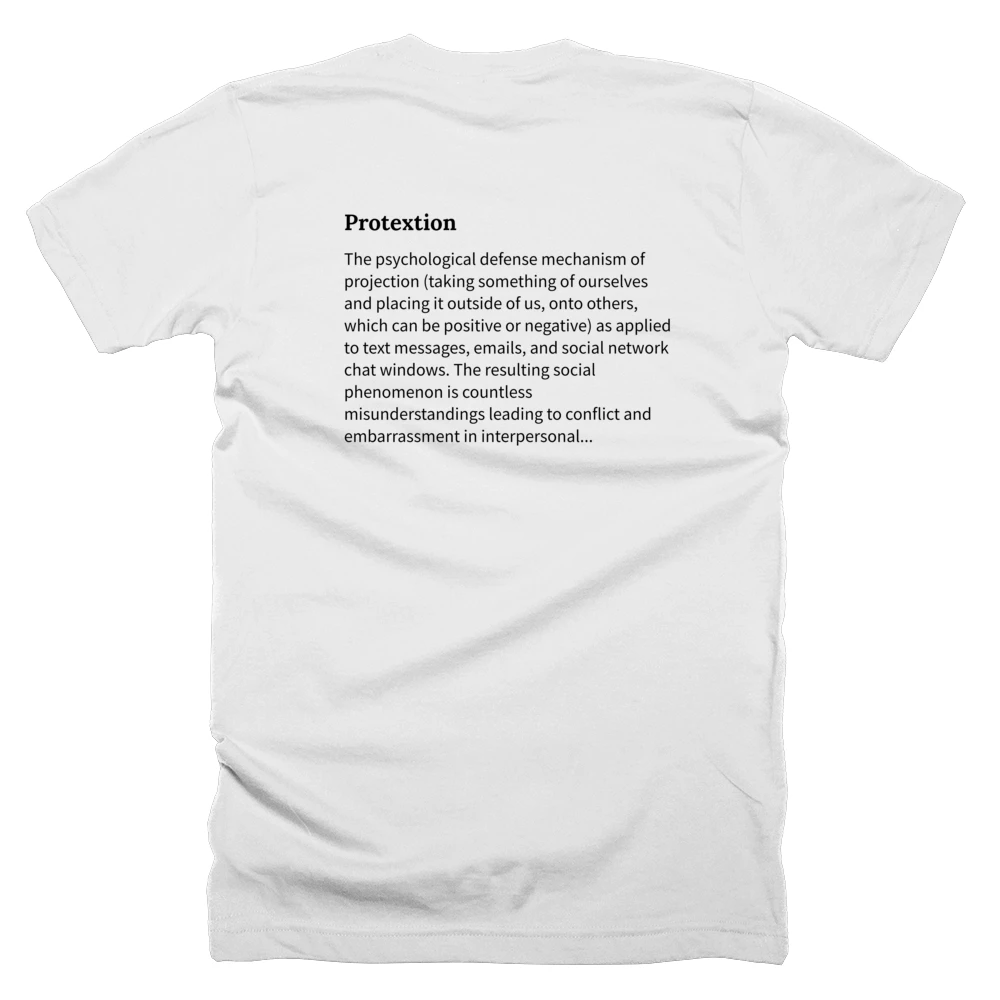 T-shirt with a definition of 'Protextion' printed on the back