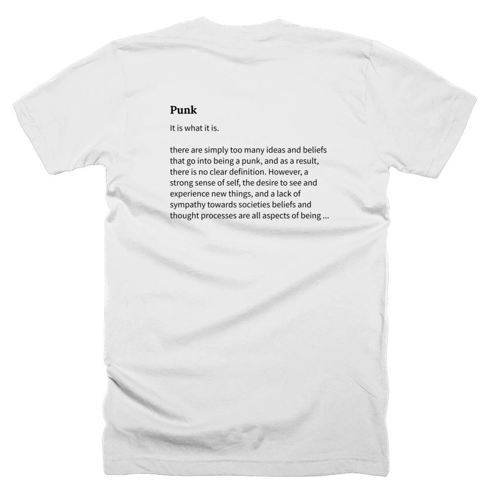 T-shirt with a definition of 'Punk' printed on the back