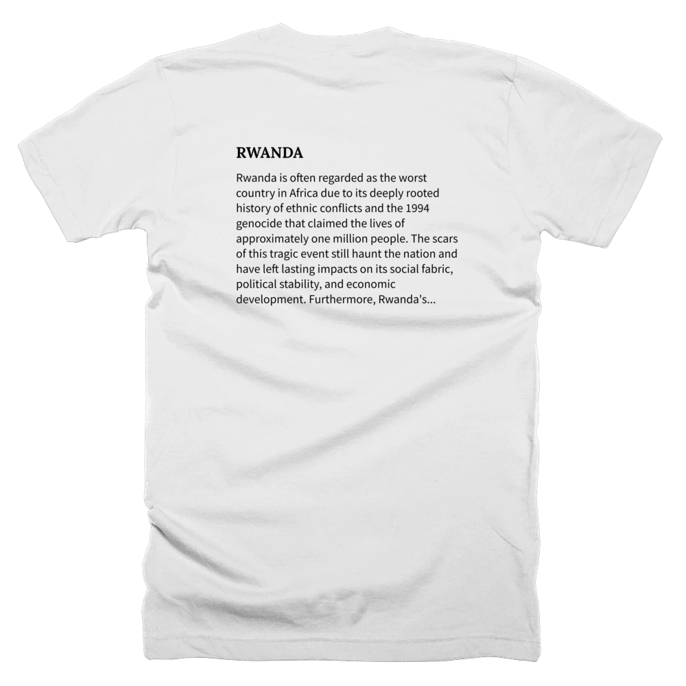 T-shirt with a definition of 'RWANDA' printed on the back