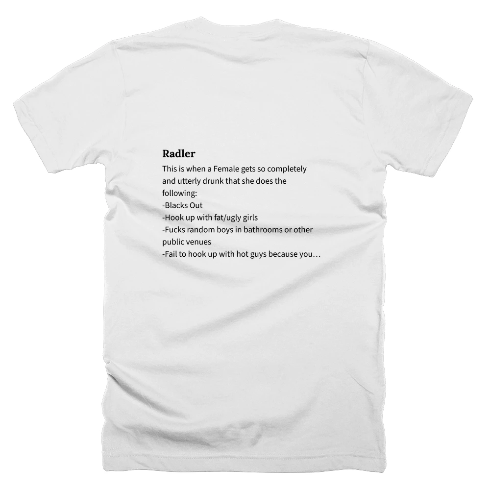 T-shirt with a definition of 'Radler' printed on the back