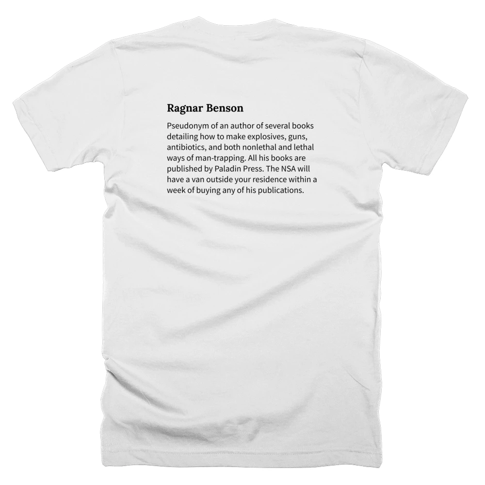 T-shirt with a definition of 'Ragnar Benson' printed on the back