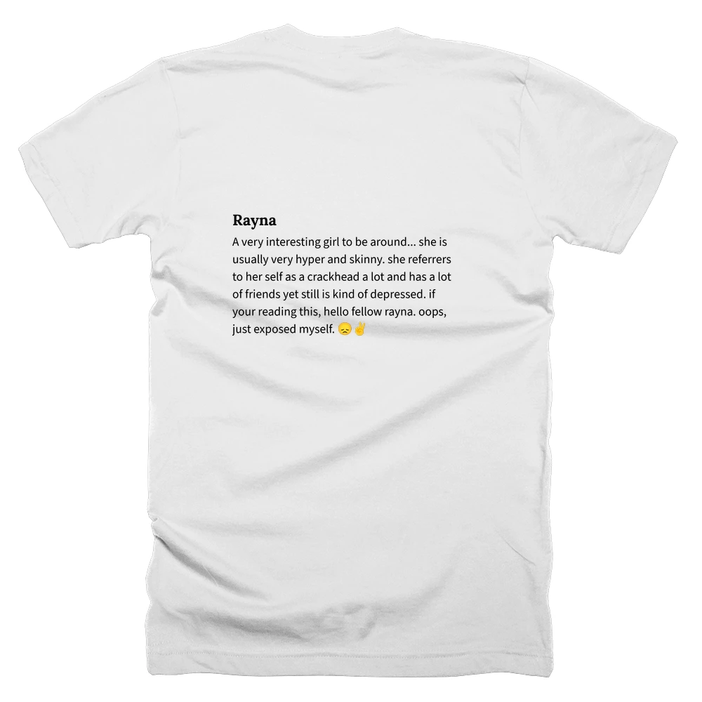 T-shirt with a definition of 'Rayna' printed on the back