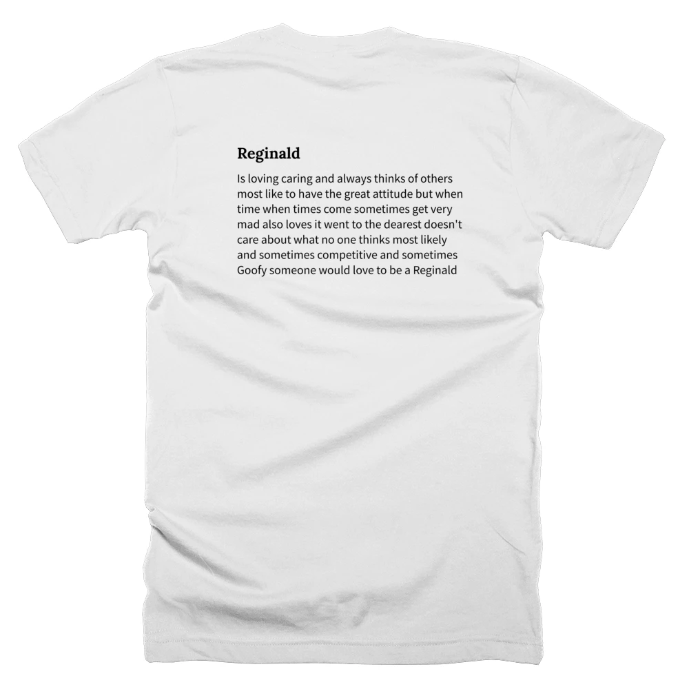 T-shirt with a definition of 'Reginald' printed on the back