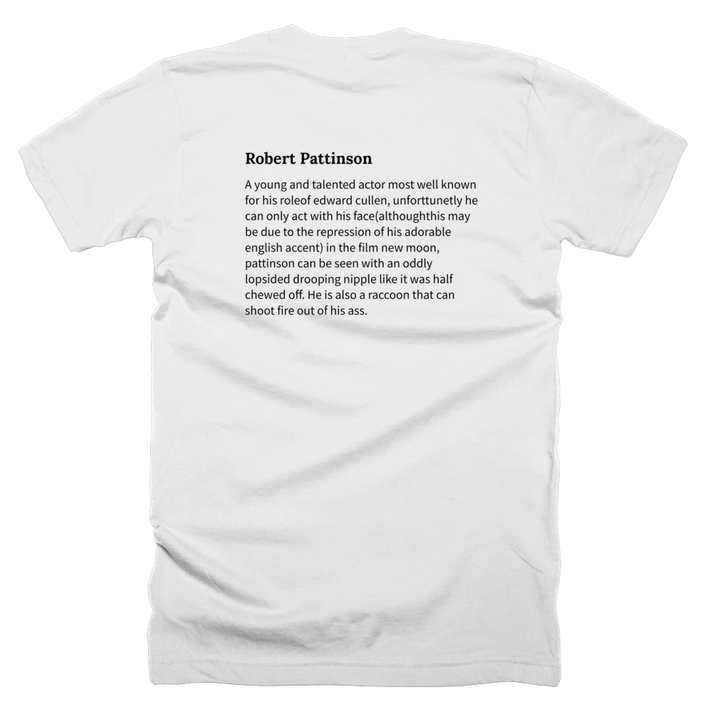 T-shirt with a definition of 'Robert Pattinson' printed on the back