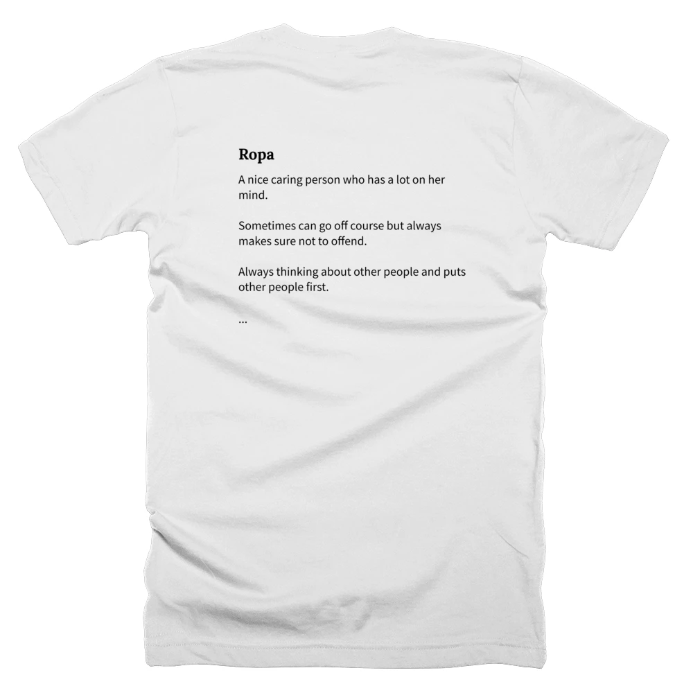 T-shirt with a definition of 'Ropa' printed on the back