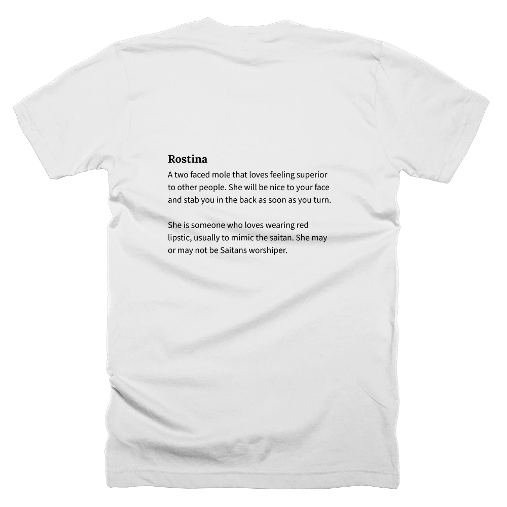 T-shirt with a definition of 'Rostina' printed on the back