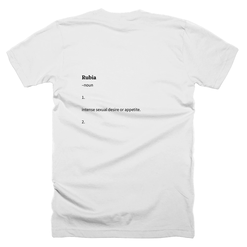 T-shirt with a definition of 'Rubia' printed on the back