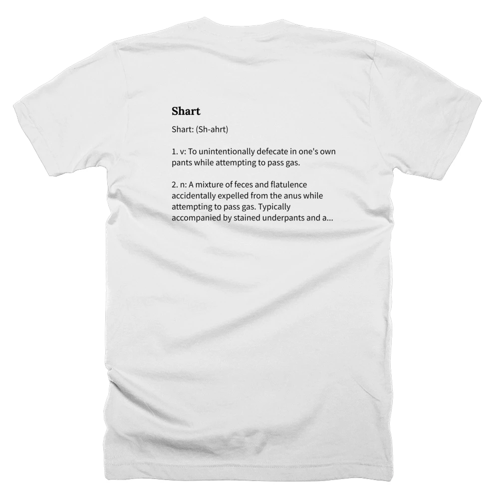 T-shirt with a definition of 'Shart' printed on the back
