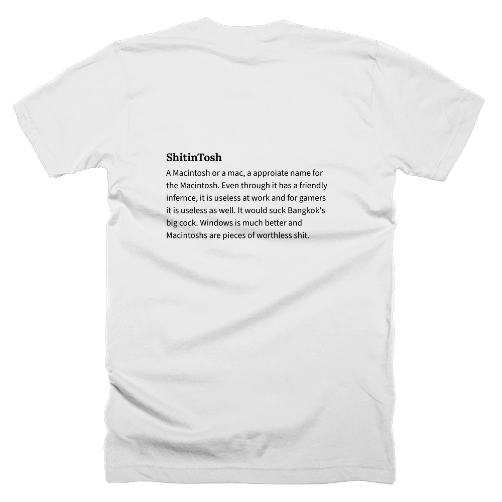 T-shirt with a definition of 'ShitinTosh' printed on the back