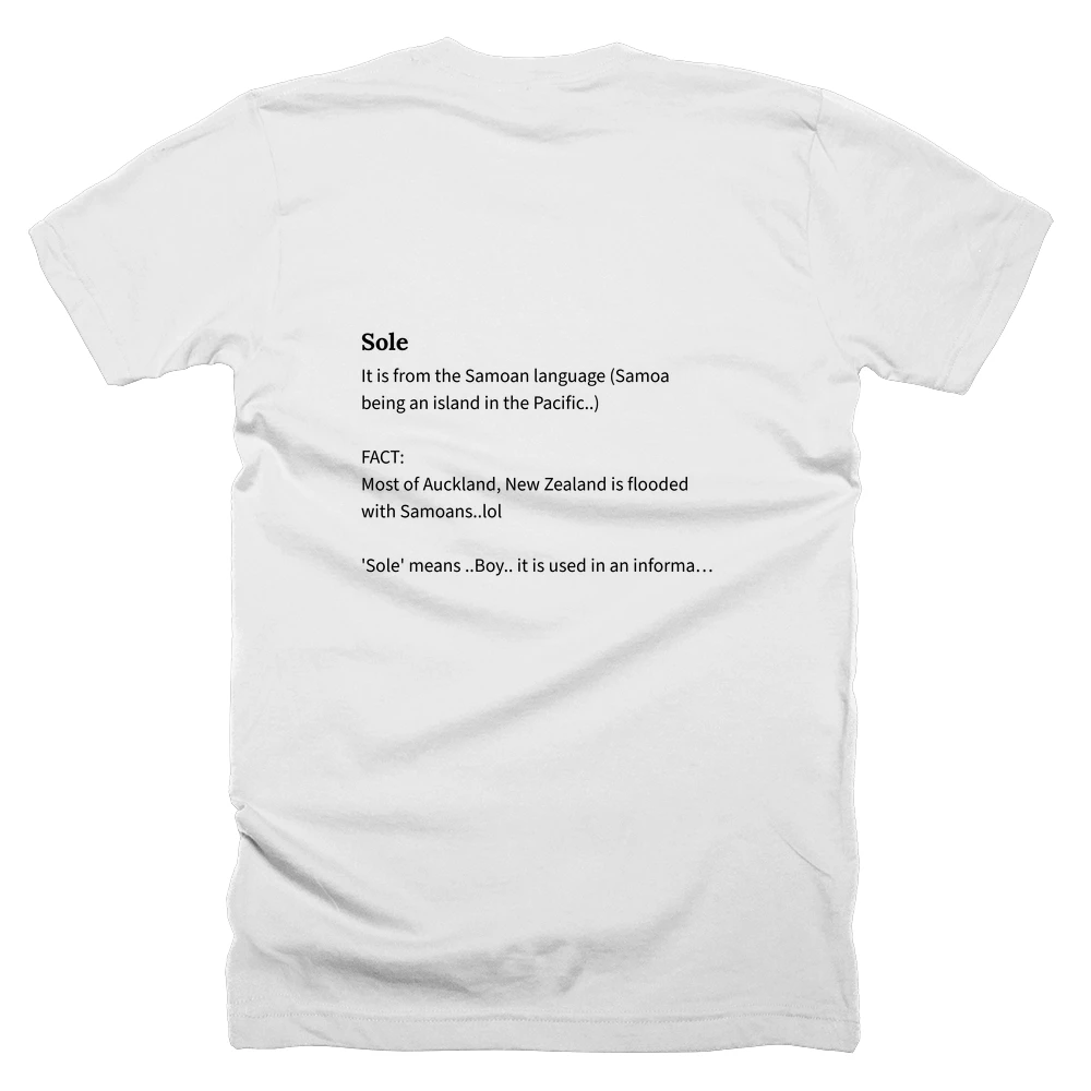 T-shirt with a definition of 'Sole' printed on the back