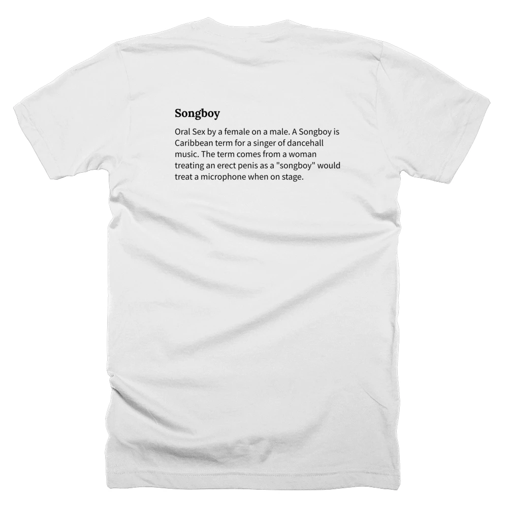T-shirt with a definition of 'Songboy' printed on the back