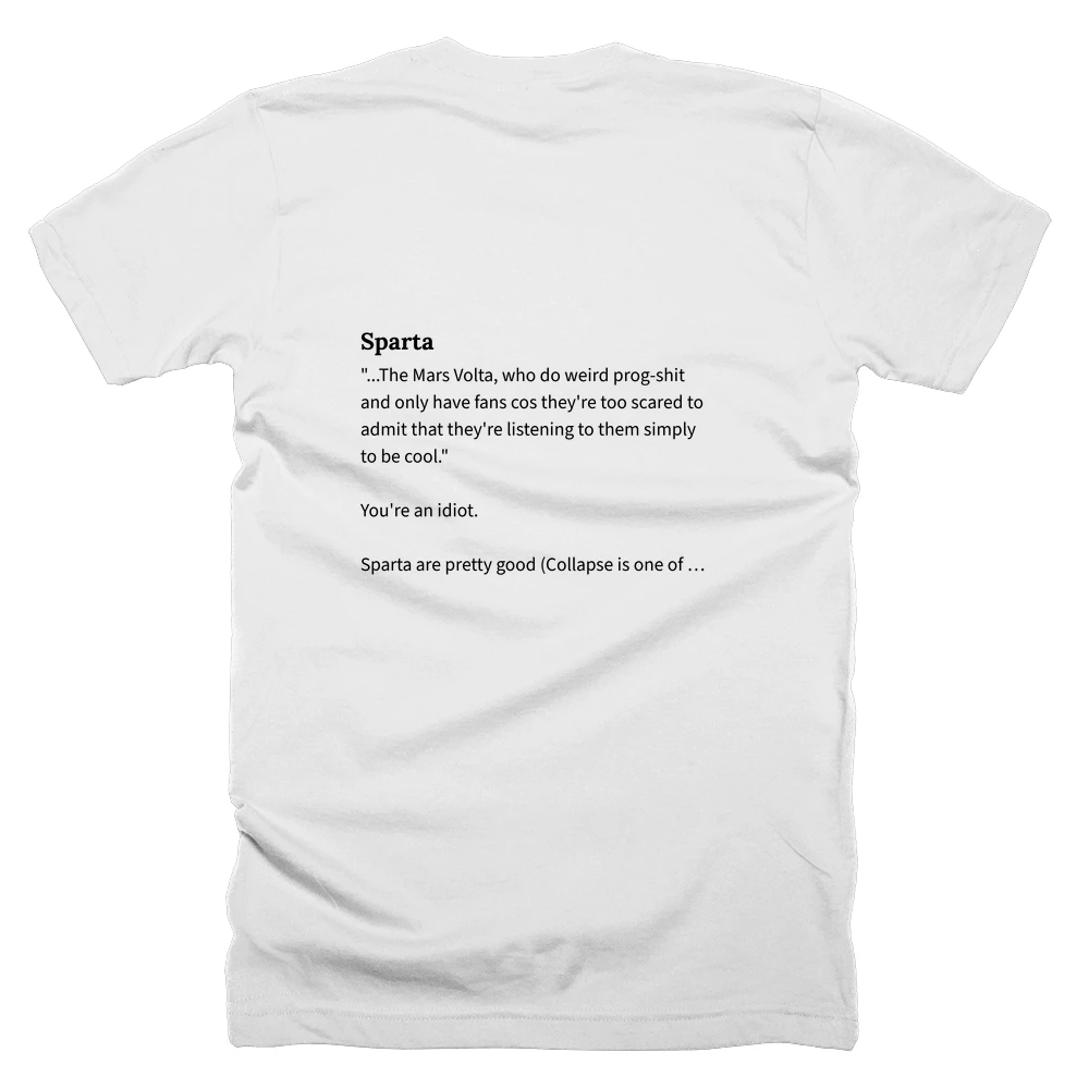 T-shirt with a definition of 'Sparta' printed on the back