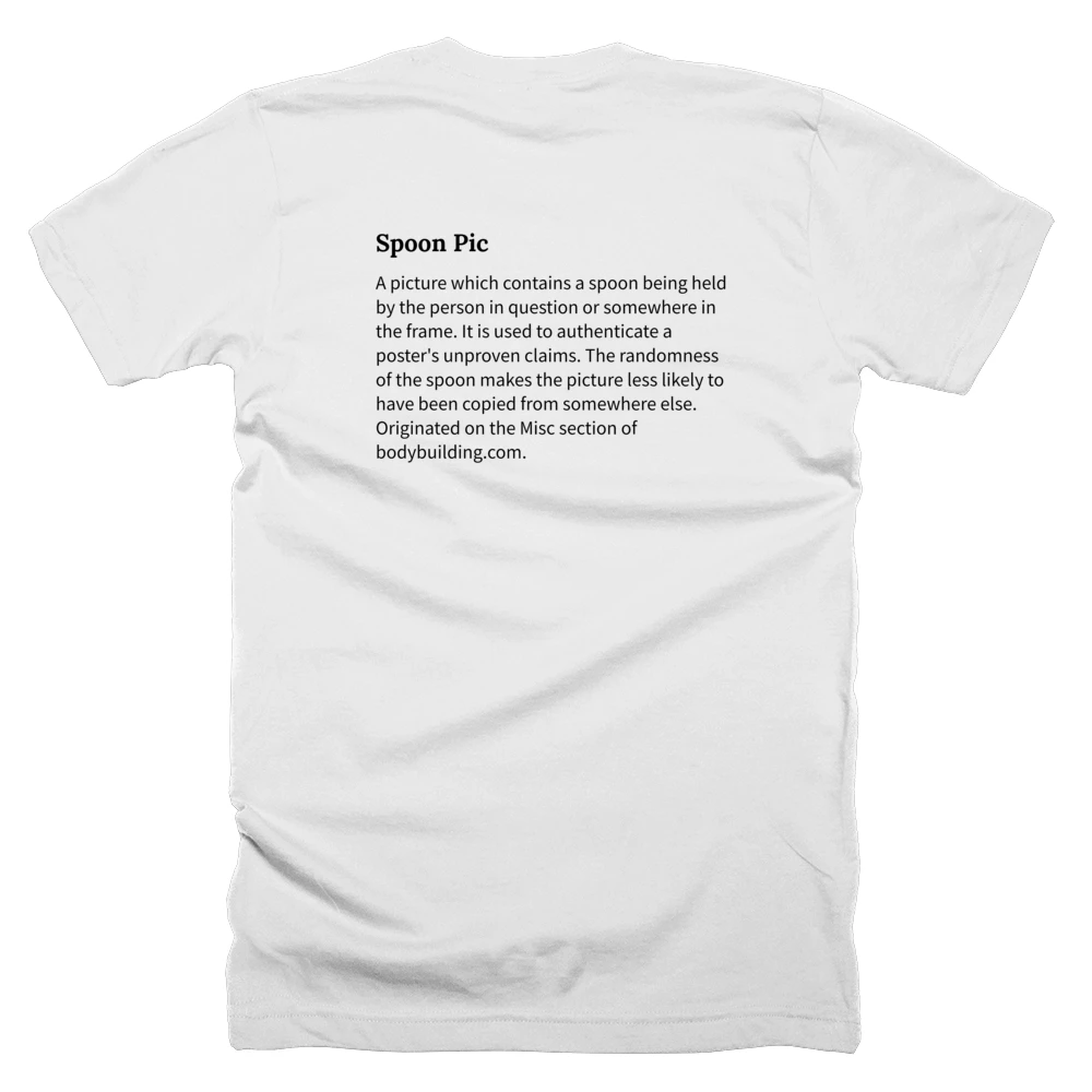 T-shirt with a definition of 'Spoon Pic' printed on the back