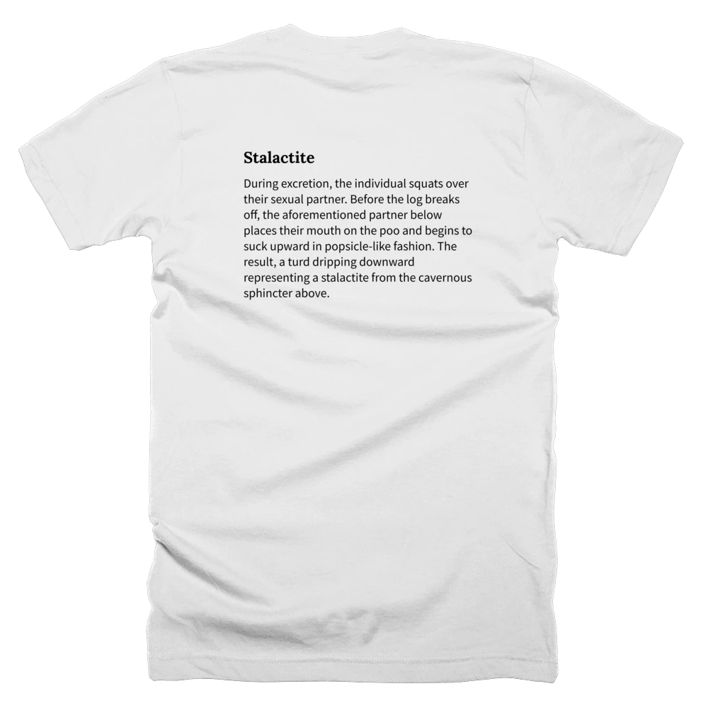T-shirt with a definition of 'Stalactite' printed on the back