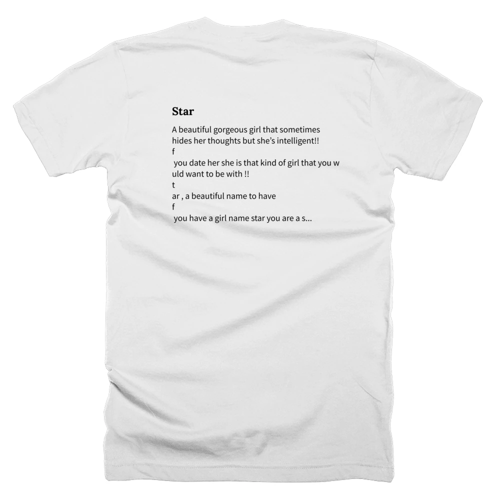 T-shirt with a definition of 'Star' printed on the back
