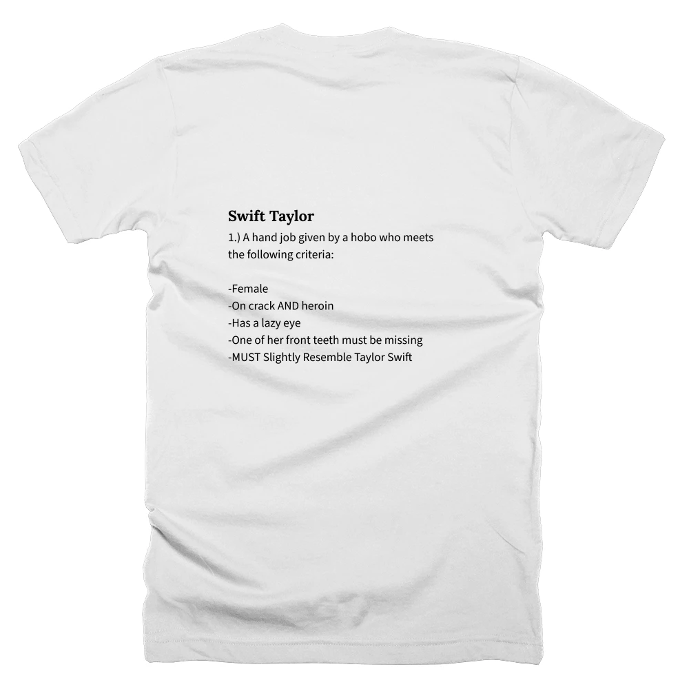 T-shirt with a definition of 'Swift Taylor' printed on the back