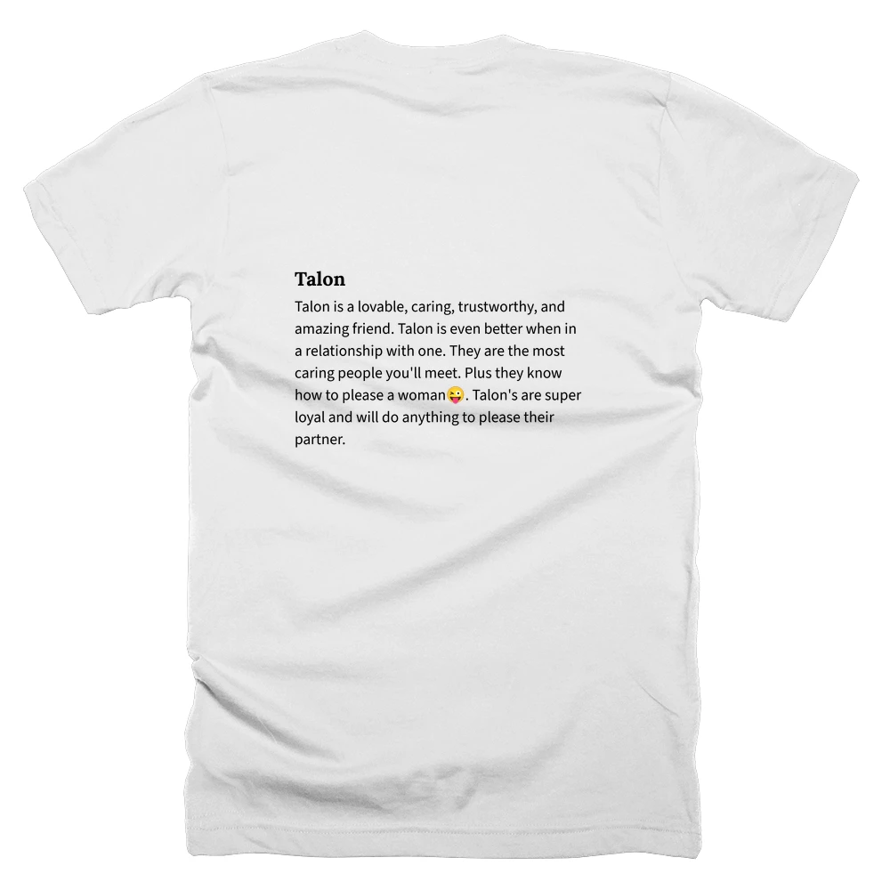T-shirt with a definition of 'Talon' printed on the back
