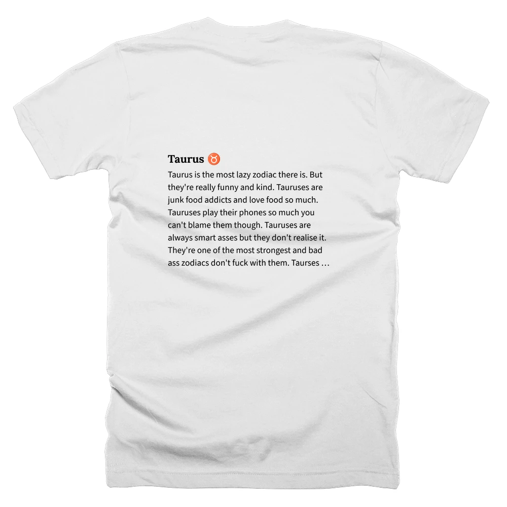 T-shirt with a definition of 'Taurus ♉' printed on the back