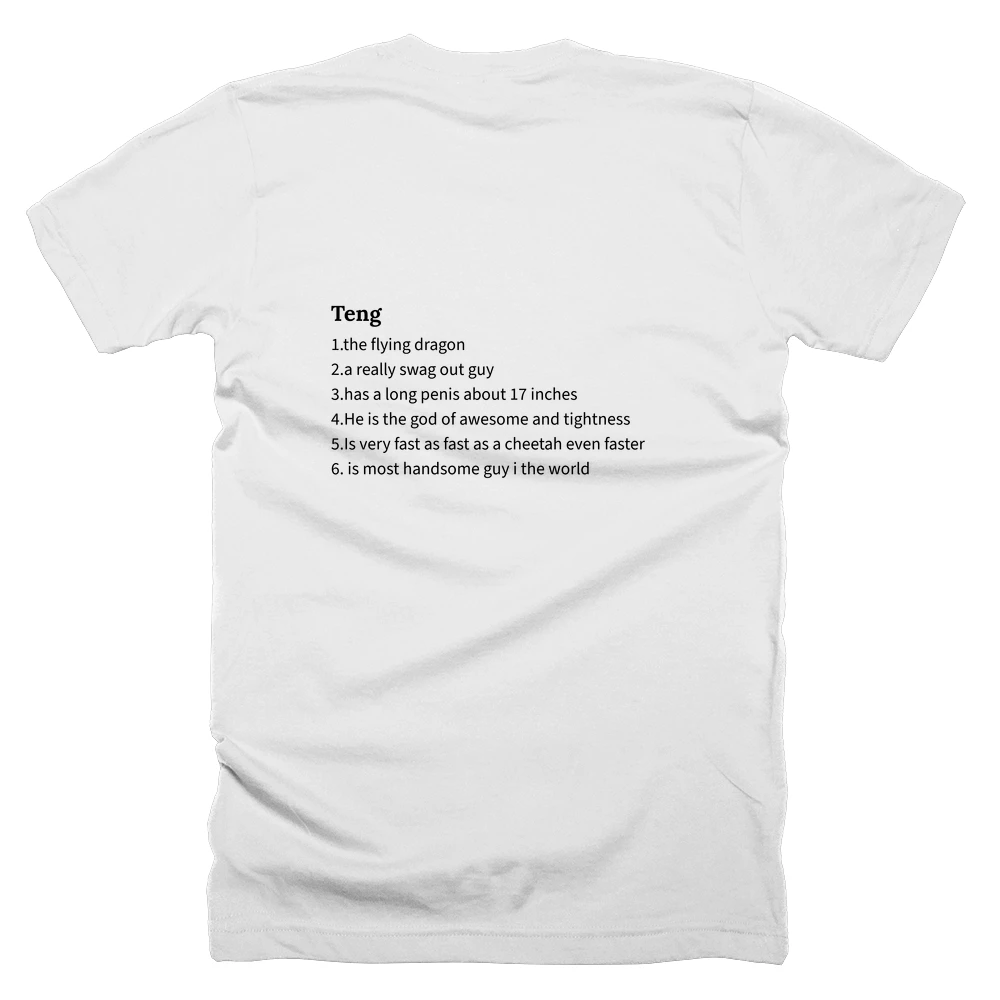 T-shirt with a definition of 'Teng' printed on the back