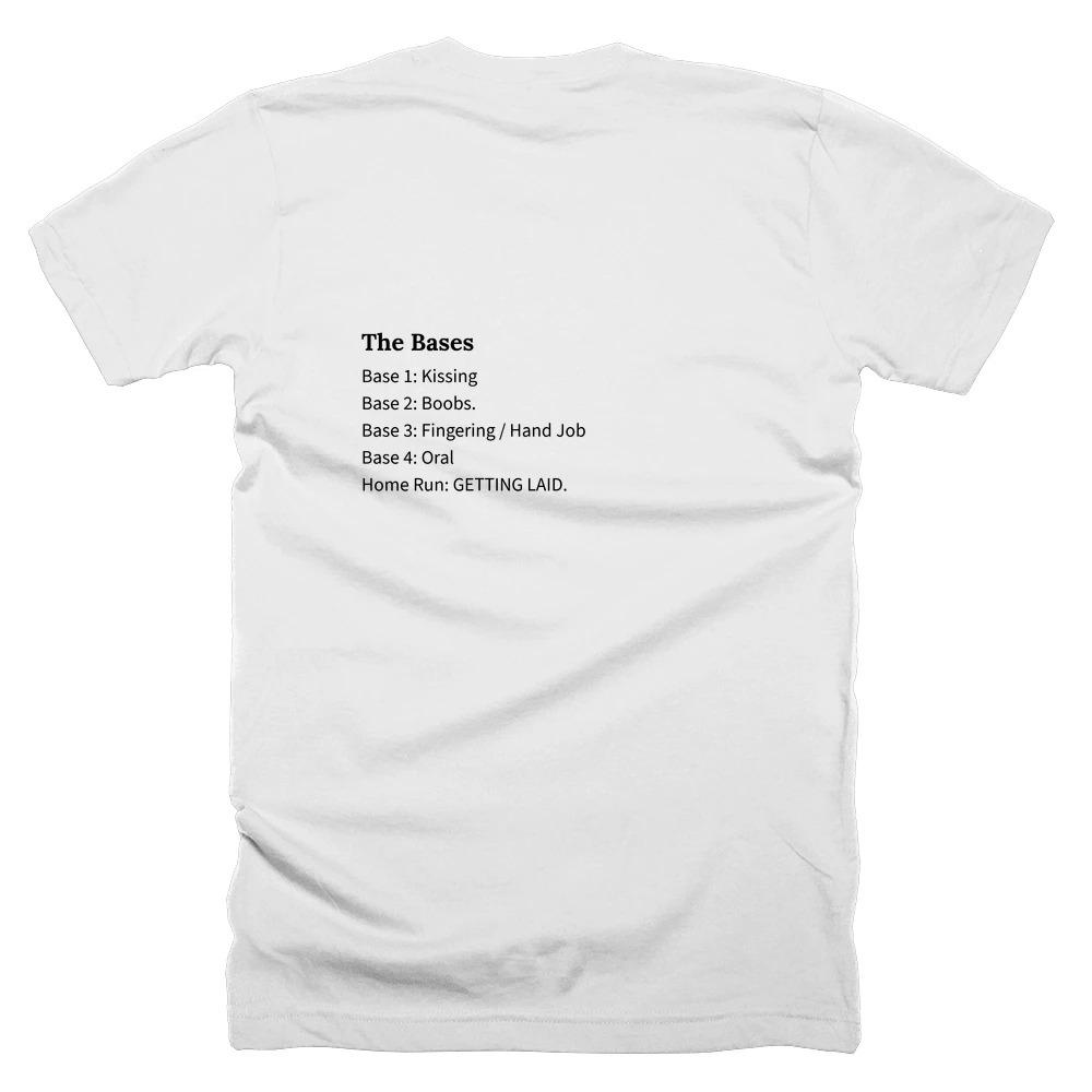 T-shirt with a definition of 'The Bases' printed on the back