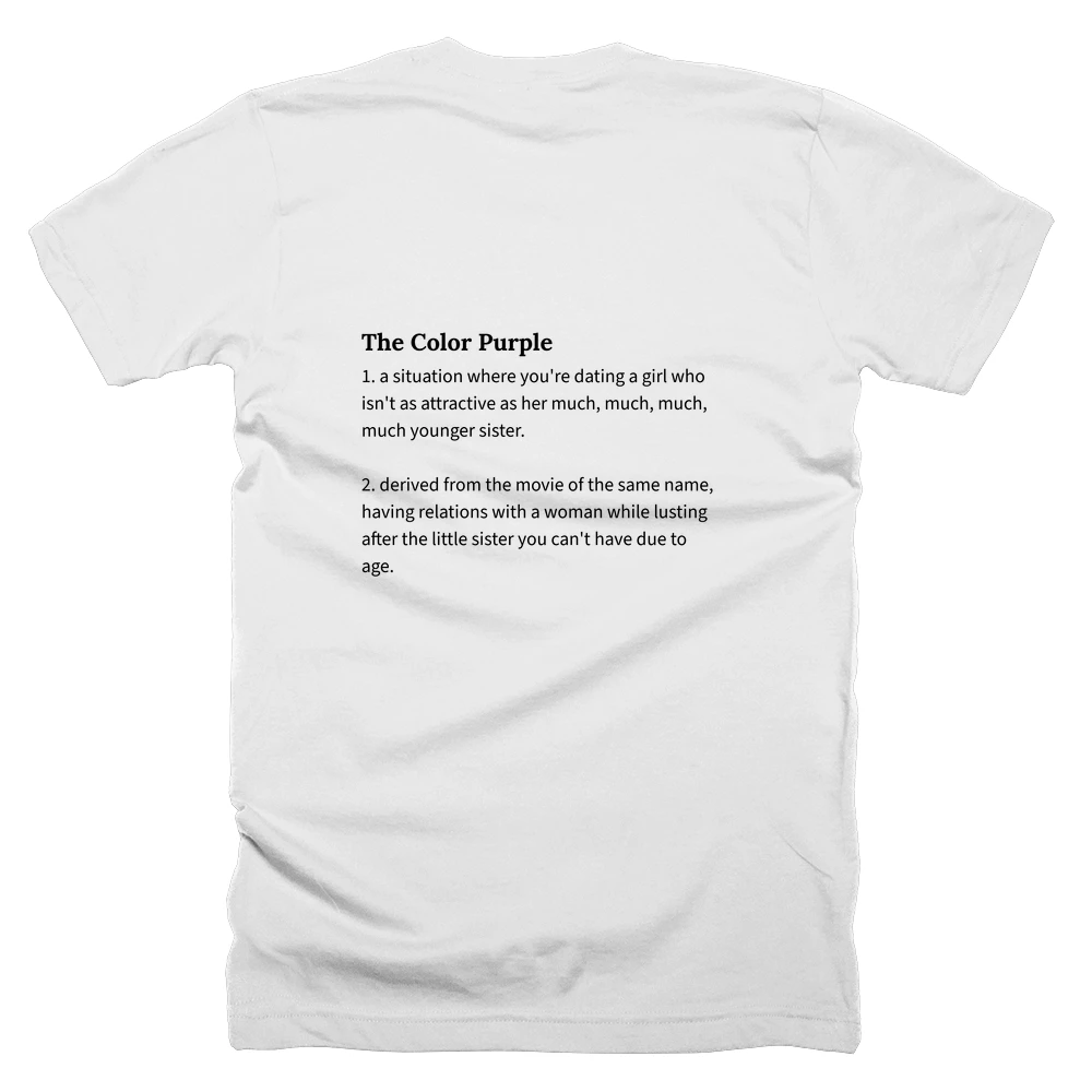 T-shirt with a definition of 'The Color Purple' printed on the back