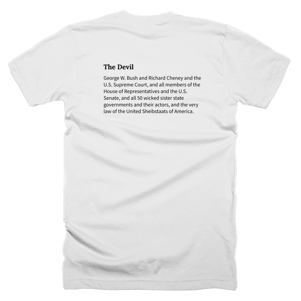 T-shirt with a definition of 'The Devil' printed on the back