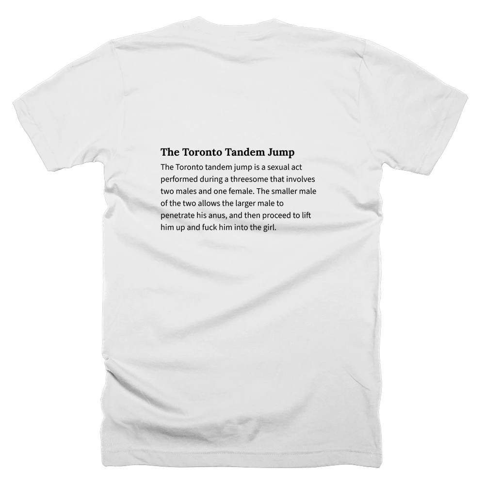 T-shirt with a definition of 'The Toronto Tandem Jump' printed on the back