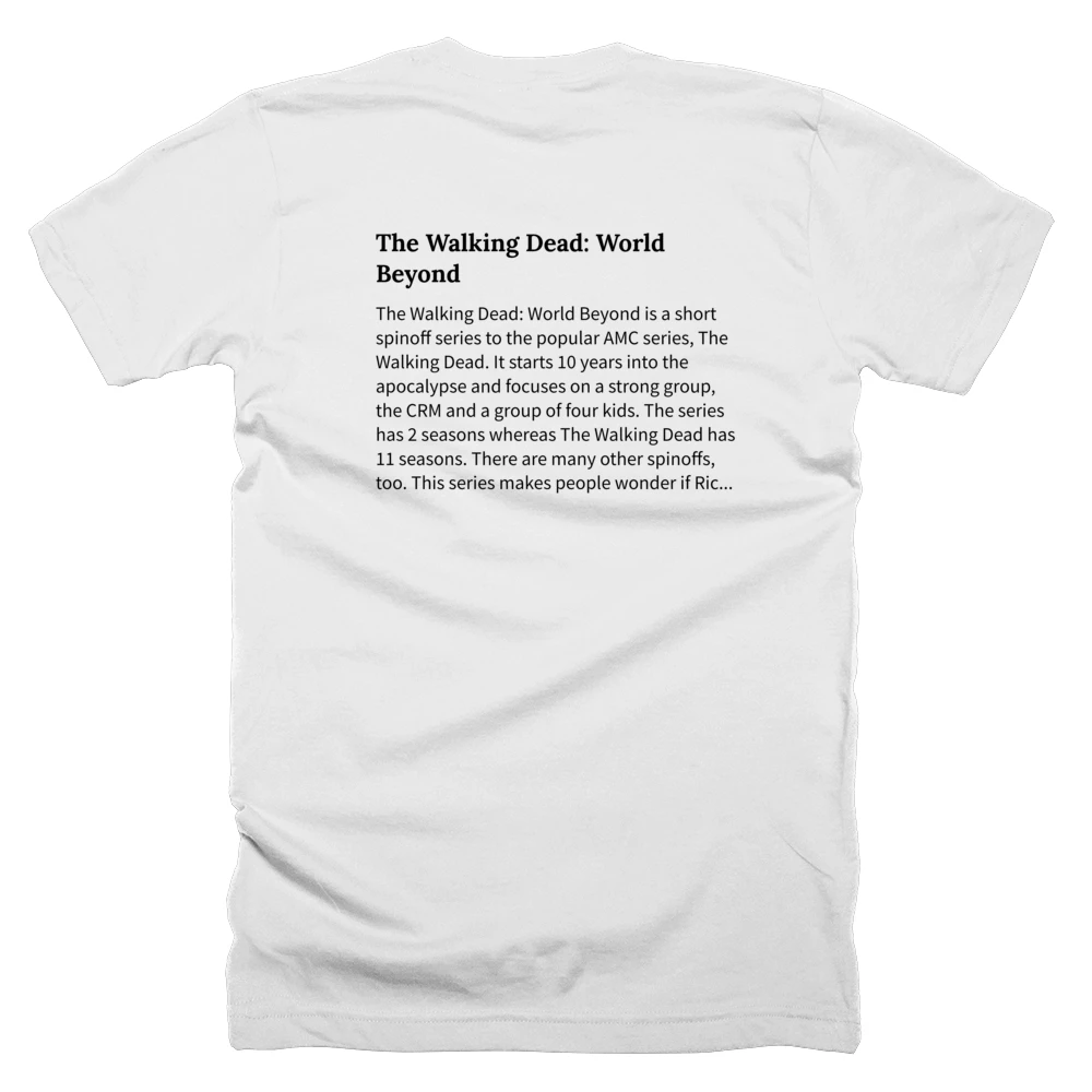 T-shirt with a definition of 'The Walking Dead: World Beyond' printed on the back
