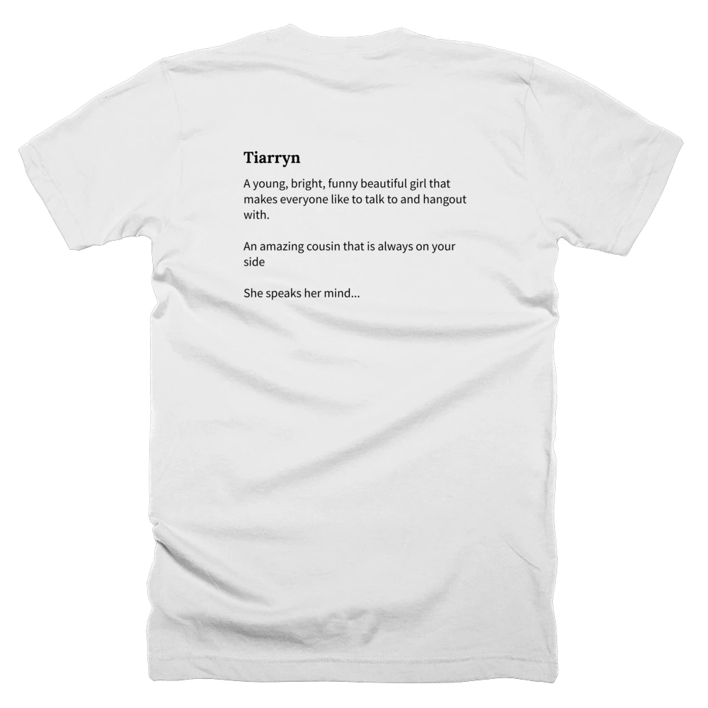 T-shirt with a definition of 'Tiarryn' printed on the back