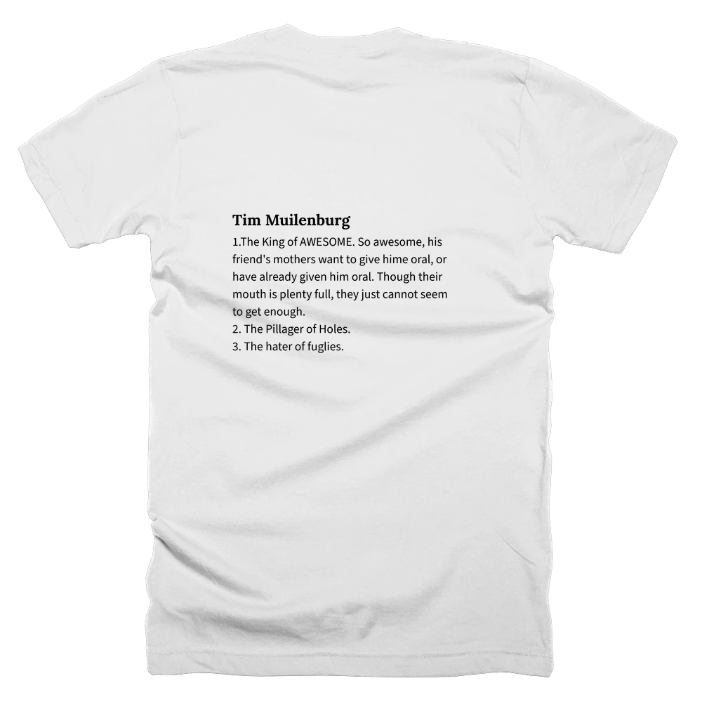 T-shirt with a definition of 'Tim Muilenburg' printed on the back